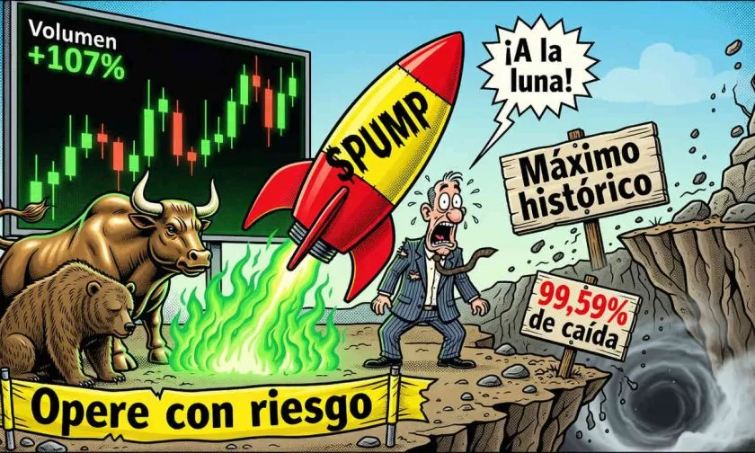 Pump.fun ($PUMP) se dispara 17,48% en 24 horas, con volumen superior al 100%