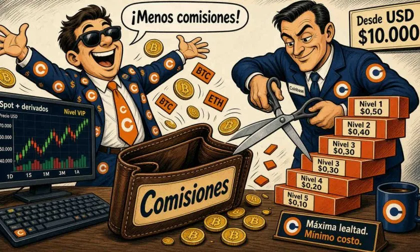 Coinbase reduce sus comisiones de Advanced y baja el umbral inicial a USD $10.000