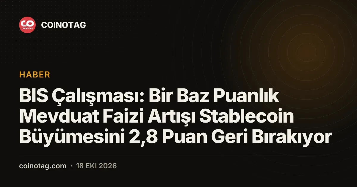 BIS Çalışması: Bir Baz Puanlık Mevduat Faizi Artışı Stablecoin Büyümesini 2,8 Puan Geri Bırakıyor