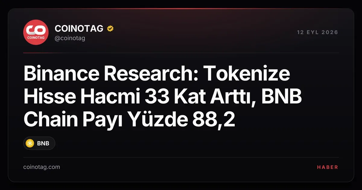 Ağustosta tokenize hisse hacmi 7,9 milyar dolara ulaştı, BNB Chain payı %88,2