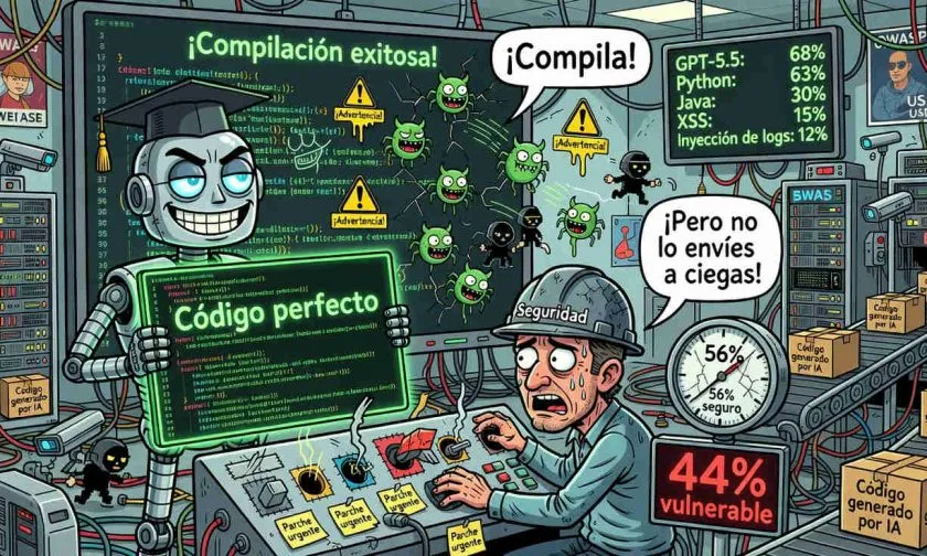 La seguridad del código generado por IA se estanca en 56% y eleva los riesgos empresariales