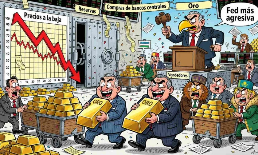Bancos centrales compran 41 toneladas de oro pese a cuarta caída mensual del precio