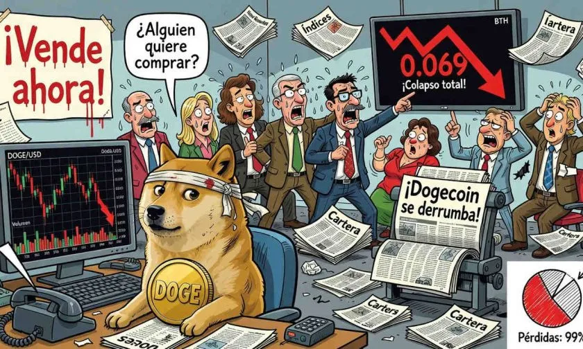 Dogecoin pierde más del 90% de su valor desde máximos históricos y el volumen cae