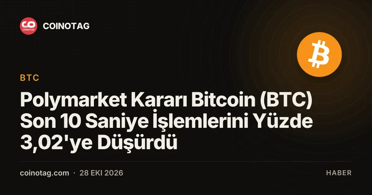 Polymarket'ın kural değişikliği Bitcoin'in 10 saniyelik işlemlerini yüzde 3,02 düşürdü