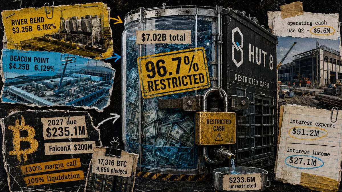 Hut 8's cash reserves drop from $7 billion to $233 million amid debt pressures