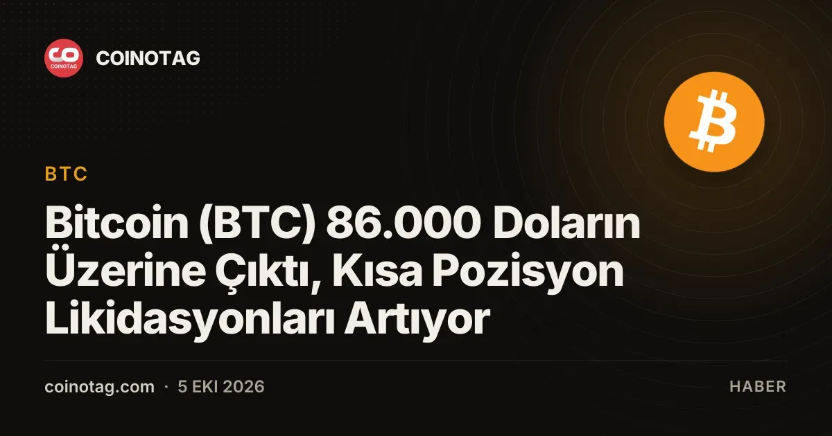Bitcoin 86.000 doları aştı, kısa pozisyon likidasyonları 128,7 milyon dolar oldu