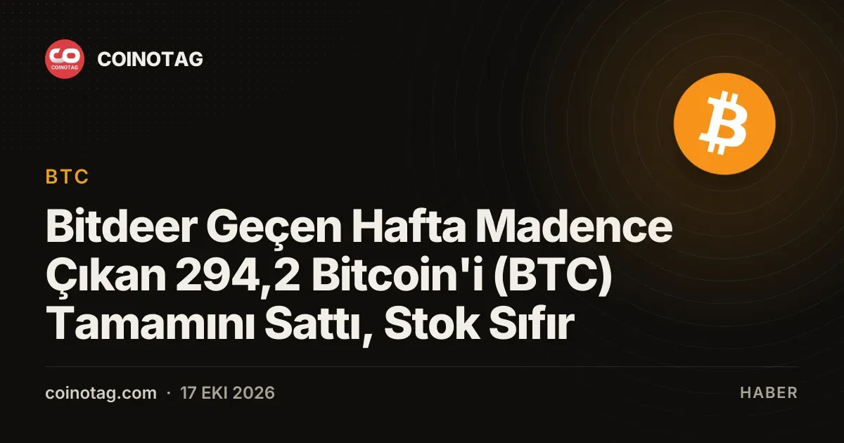 Bitdeer, 294,2 Bitcoin'i satıp, stokunu sıfırladı