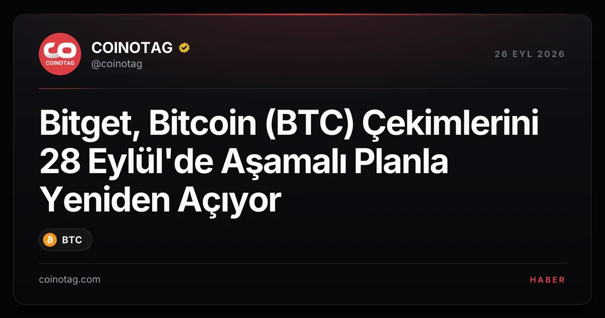 Bitget, 28 Eylül'de Bitcoin çekimlerini yeniden açacak, kayıp 387,5 milyon dolar