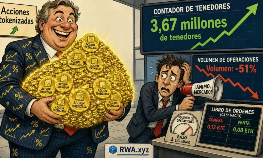 Número de tenedores de acciones tokenizadas se acerca a 3,6 millones a pesar de la caída en volumen