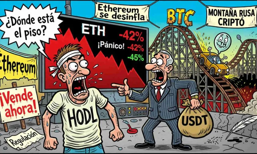 Ethereum cae a USD $1.880 tras retroceso del 62% desde su máximo histórico
