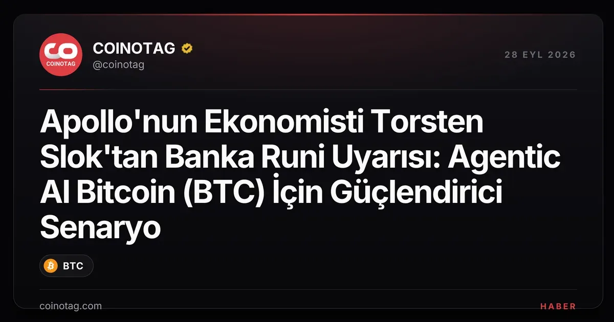 Torsten Slok, agentic AI'ın Bitcoin için banka runu riski taşıdığını belirtti