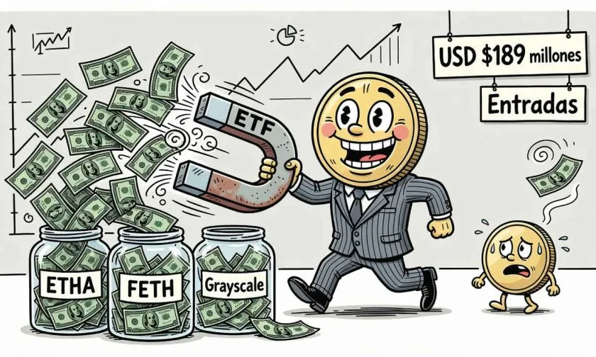 Ethereum ETFs logran USD $189 millones en entradas el 19 de agosto