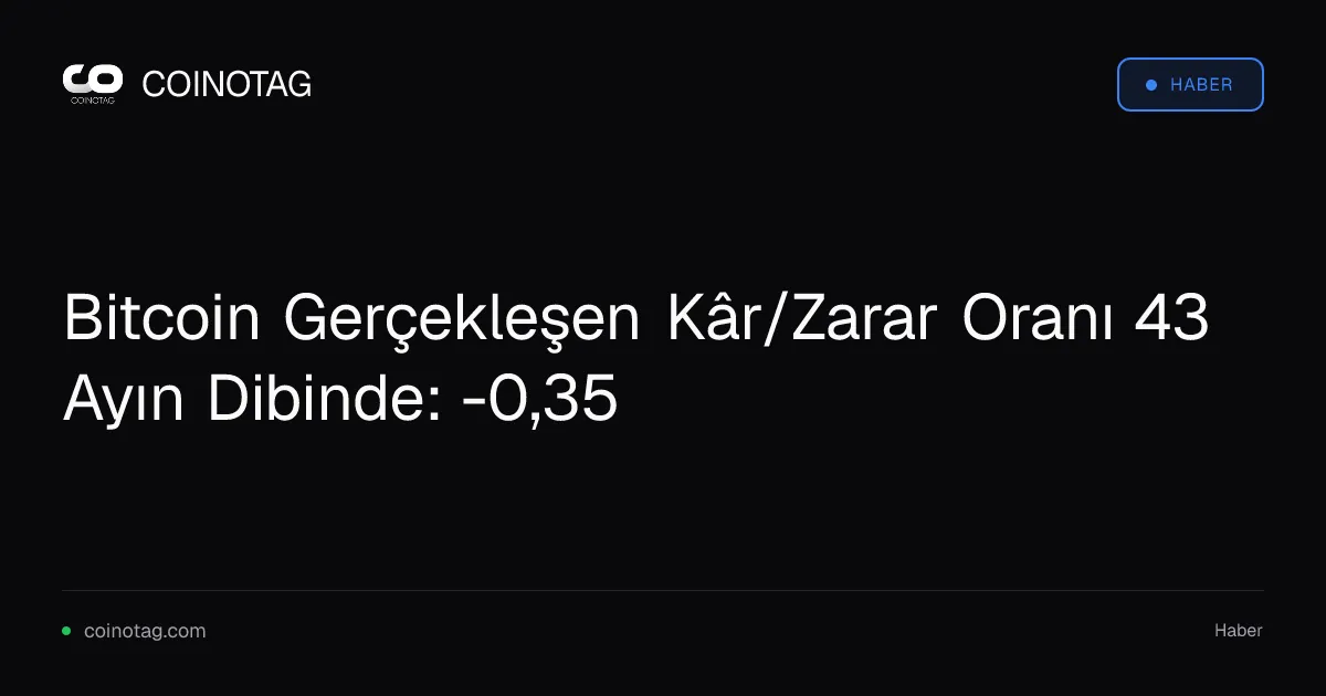 Bitcoin Gerçekleşen Kâr/Zarar Oranı 43 Ayın Dibinde: -0,35