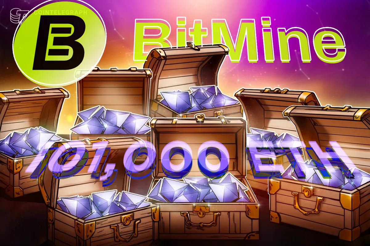 BitMine adquire 101.000 ETH apesar de US$ 6,5 bilhões em perdas não realizadas