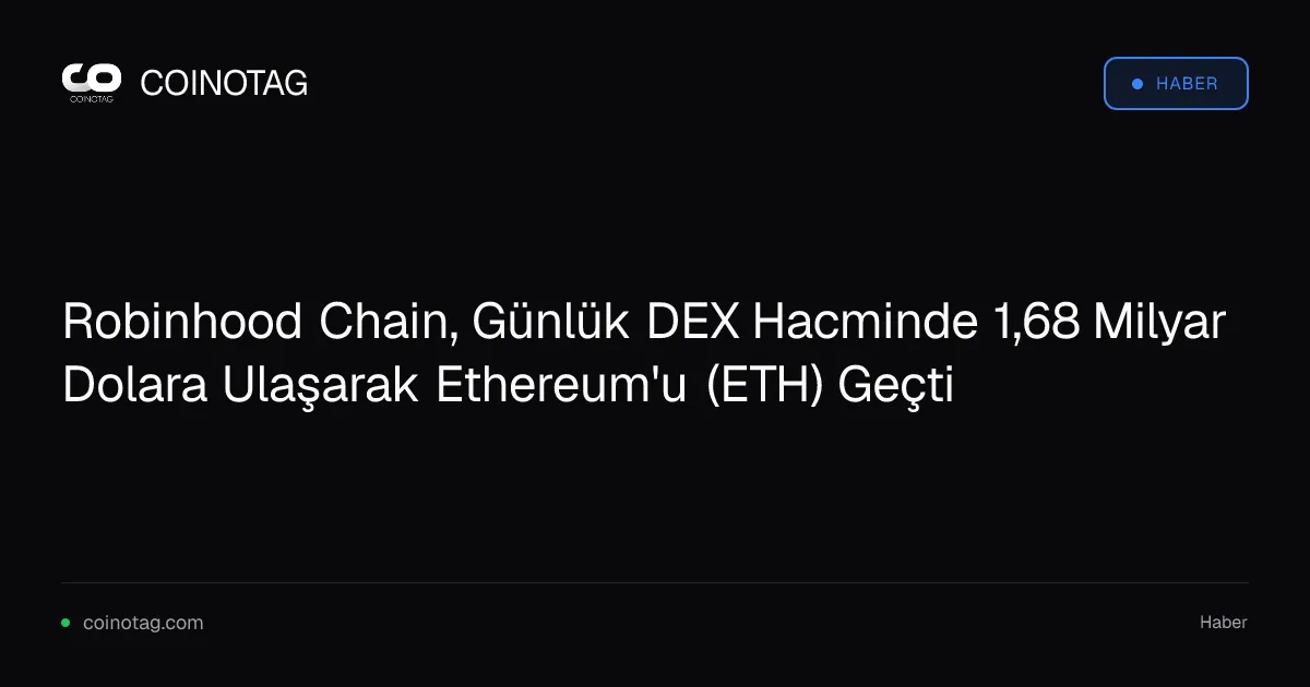Robinhood Chain, Günlük DEX Hacminde 1,68 Milyar Dolara Ulaşarak Ethereum'u (ETH) Geçti