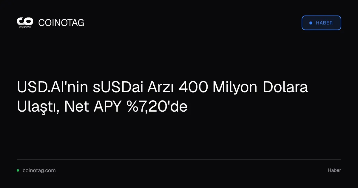 USD.AI'nin sUSDai Arzı 400 Milyon Dolara Ulaştı, Net APY %7,20'de