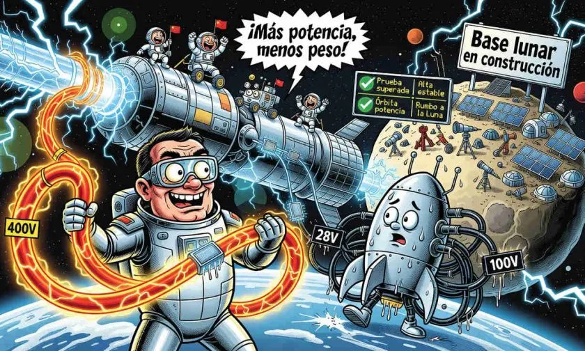 China prueba con éxito un sistema espacial de 400V y prepara misiones lunares de alta potencia