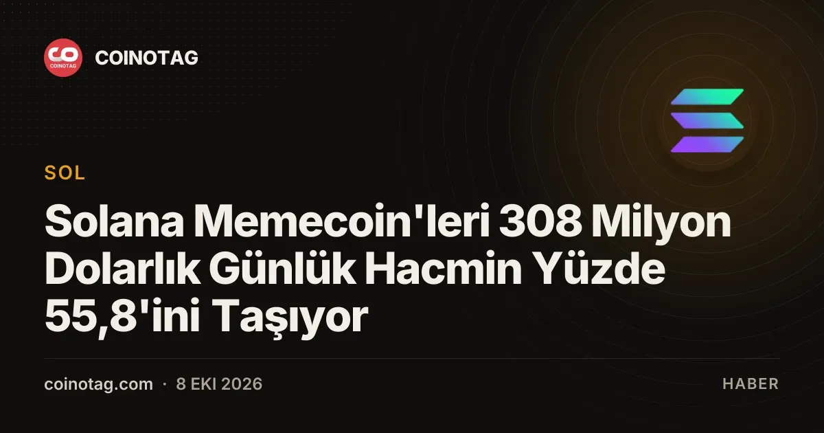 Solana Memecoin'leri 308 Milyon Dolarlık Günlük Hacmin Yüzde 55,8'ini Taşıyor
