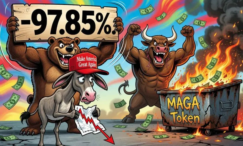 MAGA ($TRUMP) se hunde un 14,77% en un solo día y pierde el 98% desde su máximo: ¿hay esperanza de rebote el 5 de junio de 2026?