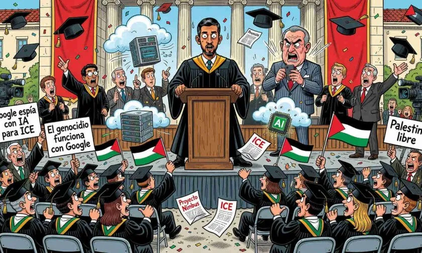 Sundar Pichai enfrenta abucheos y protesta en Stanford por lazos de Google con Israel e ICE