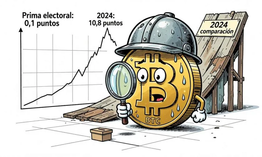 La prima de volatilidad electoral en bitcoin queda por debajo del nivel de 2024