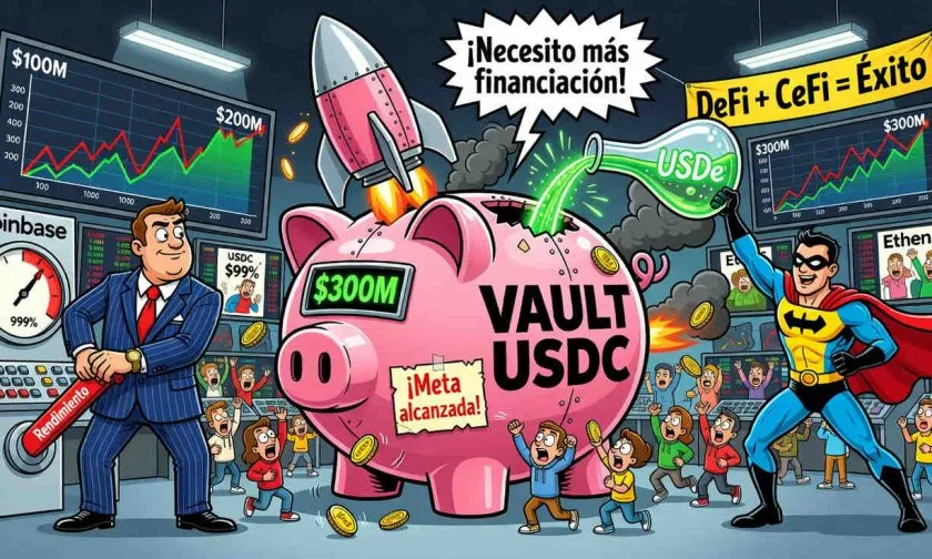 Ethena y Coinbase superan los USD $300 millones en su vault DeFi en solo dos meses