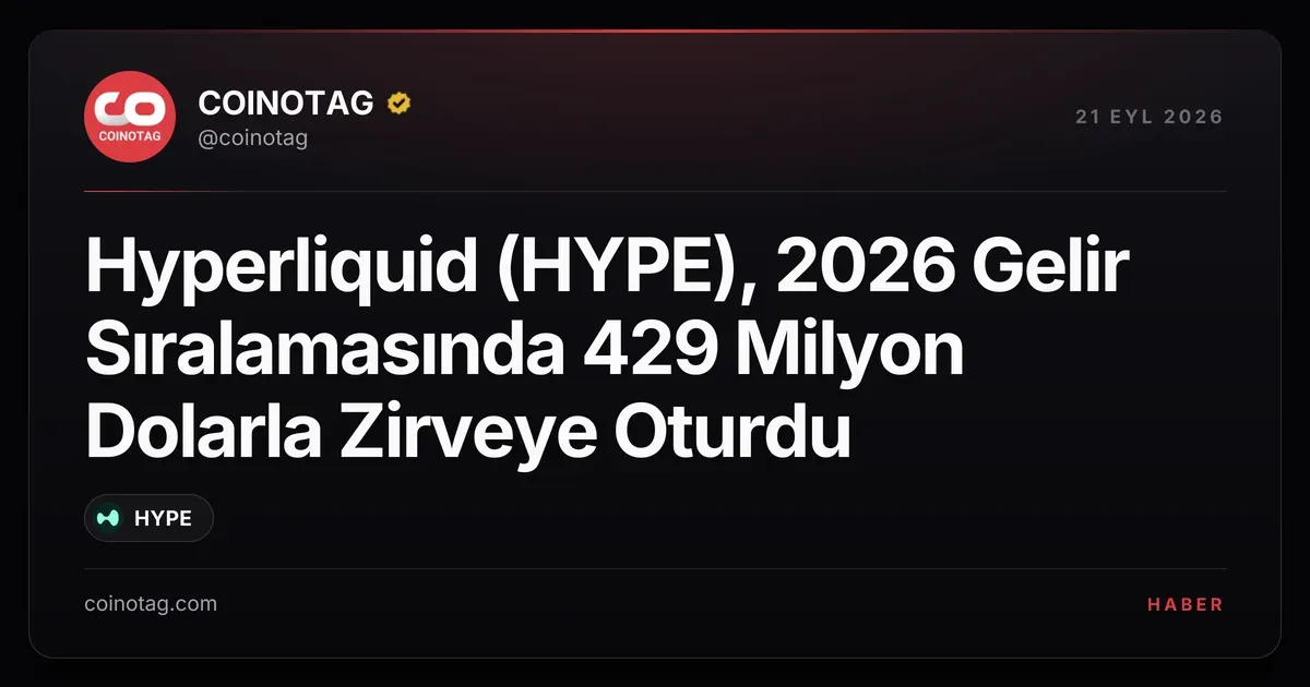 Hyperliquid, 2026 gelir sıralamasında 429 milyon dolar ile lider konumda