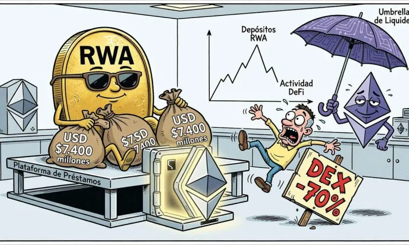 Depósitos de RWA se triplican hasta USD $7.400 millones mientras cae la actividad DeFi