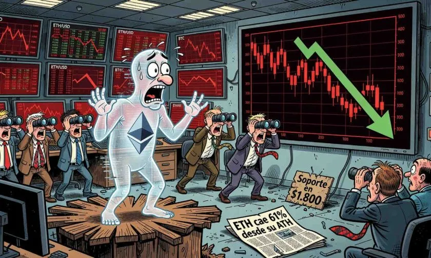 Ethereum se encuentra en un punto crítico con soporte de $1.916,47 tras caída del 61,27%