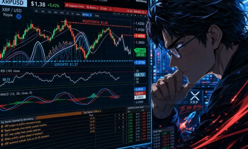 XRP consolida en USD $1,38 ante baja volatilidad