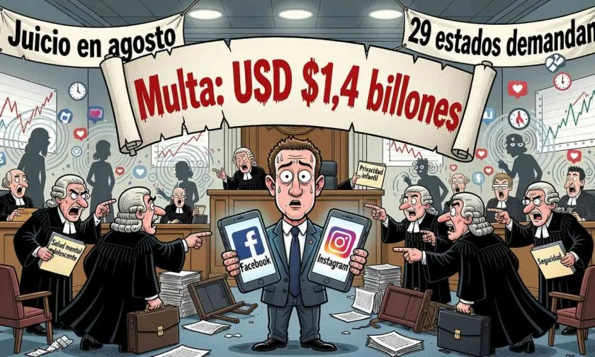 Meta advierte riesgo de multas por USD $1,4 billones en caso por salud mental adolescente