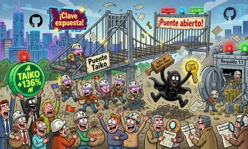Taiko reabre su puente tras hackeo de USD $1,7 millones y su token se dispara 136%