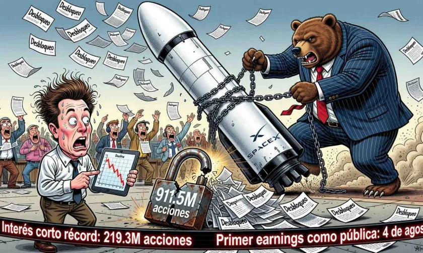 SpaceX: interés corto récord de USD $24.600 millones antes del desbloqueo de acciones