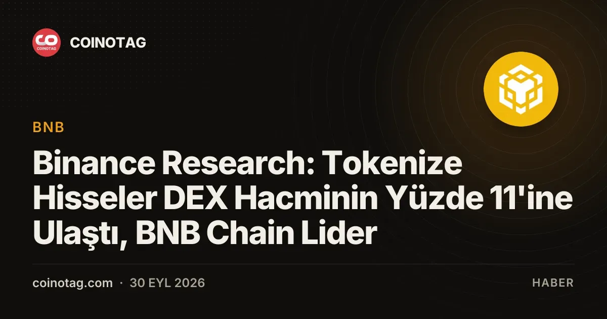 Binance Research: Tokenize Hisseler DEX Hacminin Yüzde 11'ine Ulaştı, BNB Chain Lider