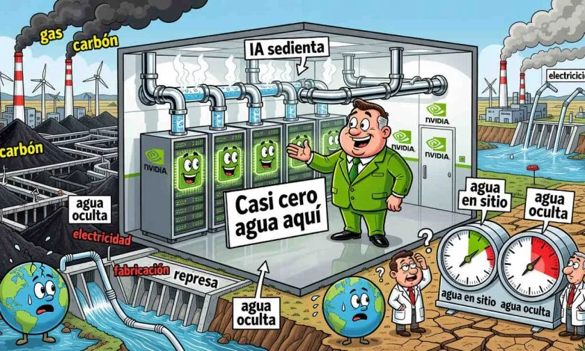 Nvidia promete recortar agua en centros de datos, pero la IA sigue drenando recursos fuera de sus límites
