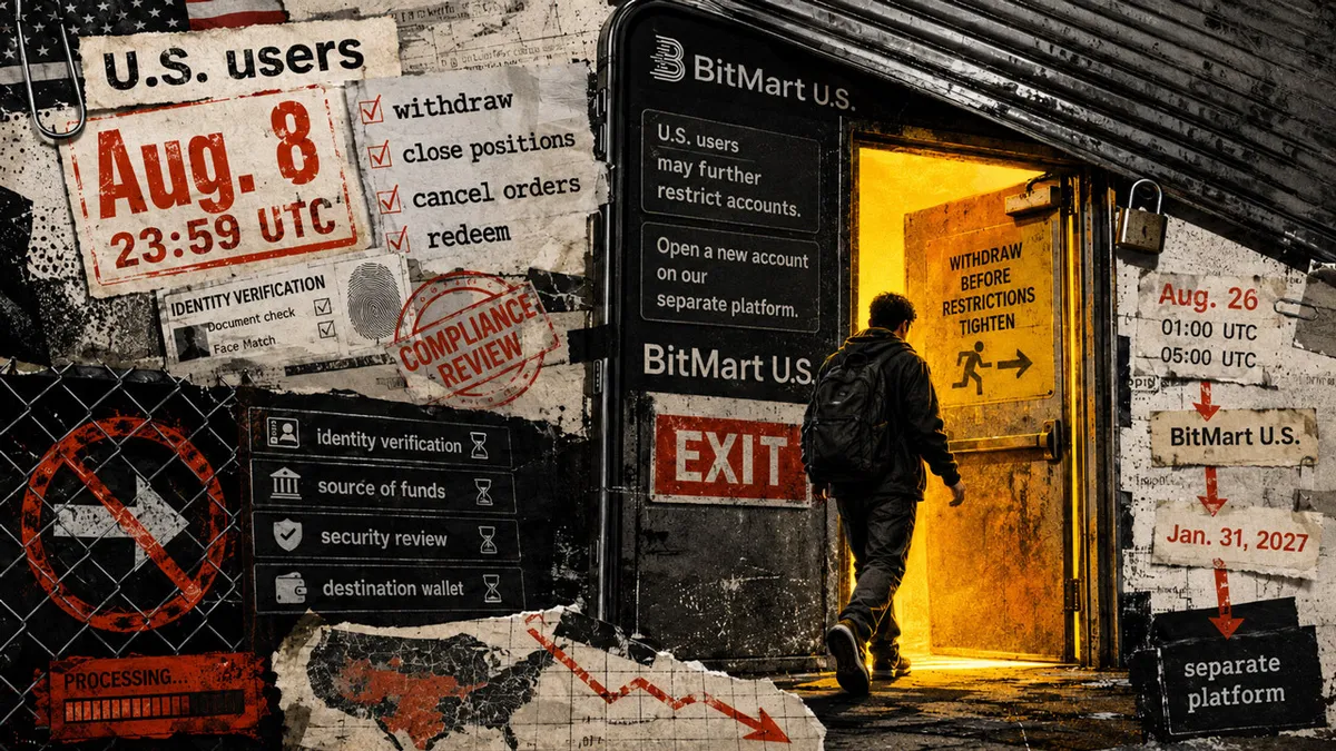 US BitMart users must withdraw crypto by deadline to avoid asset freeze