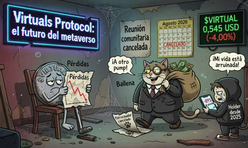Virtuals Protocol ($VIRTUAL) se desploma un 4% y pierde todos los promedios móviles clave este 1 de agosto de 2026