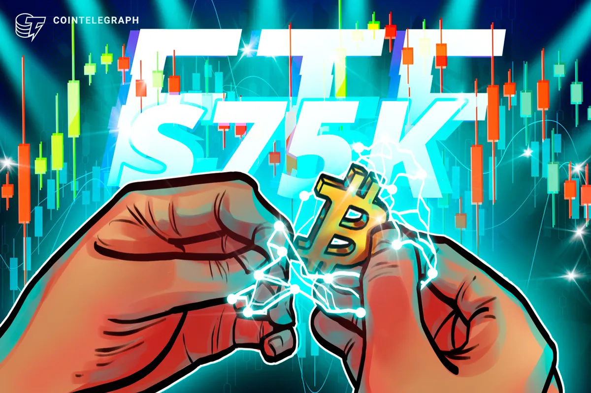 Base de custo do Bitcoin em US$ 75 mil surge como zona-chave de suporte para a atual tendência de alta