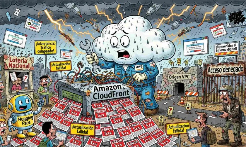 AWS CloudFront colapsa y deja fuera de servicio a Hugging Face y la Lotería Nacional británica
