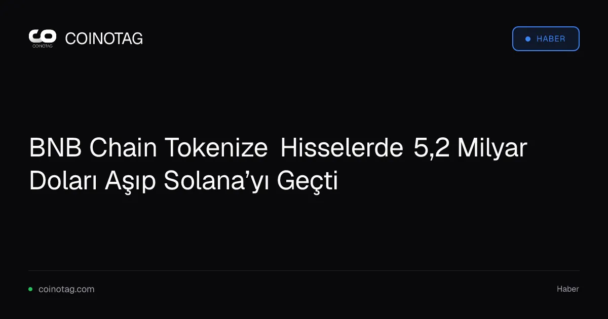 BNB Chain Tokenize Hisselerde 5,2 Milyar Doları Aşıp Solana’yı Geçti