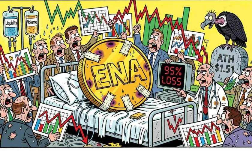 Ethena (ENA) en caída libre: el token pierde un 94,78% desde su máximo histórico
