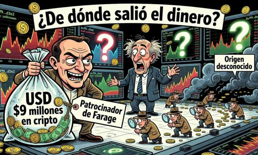 Cuenta vinculada a un patrocinador de Farage recibió USD $9 millones en criptomonedas de origen desconocido