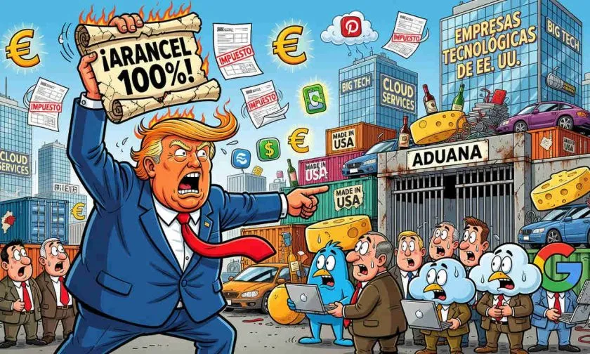 Trump amenaza con arancel del 100% por impuestos digitales a empresas de EE. UU.