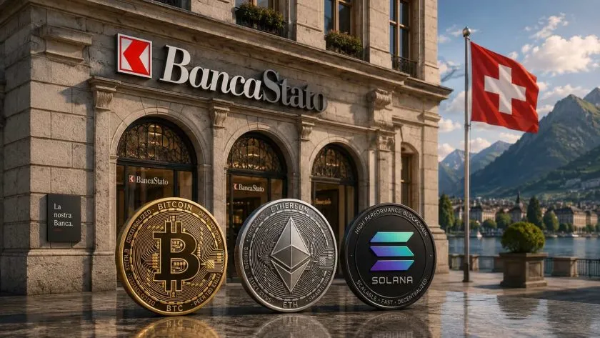 Banco suizo BancaStato habilita el comercio regulado de Bitcoin, Ether y Solana