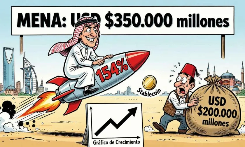 Arabia Saudita lidera crecimiento cripto con 154% mientras MENA roza $350.000 millones