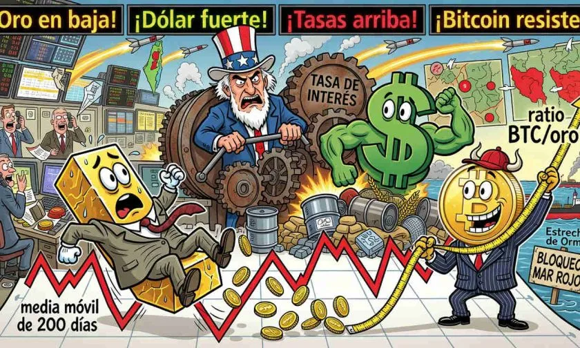 Oro extiende las pérdidas mientras Bitcoin gana terreno en medio de tensión en Oriente Medio