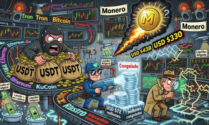 Monero se dispara 30% tras operación de lavado de USDT, Tether congela USD $72 millones