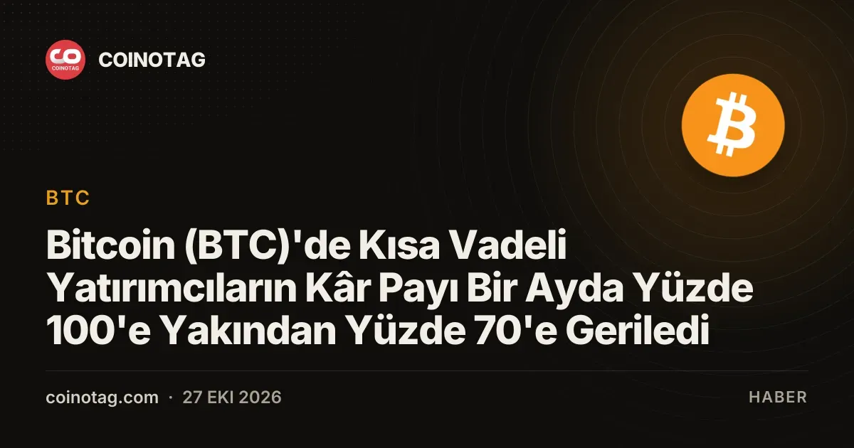 Kisa vadeli bitcoin yatirimcilarinin kar payi bir ayda yuzde 70e geriledi