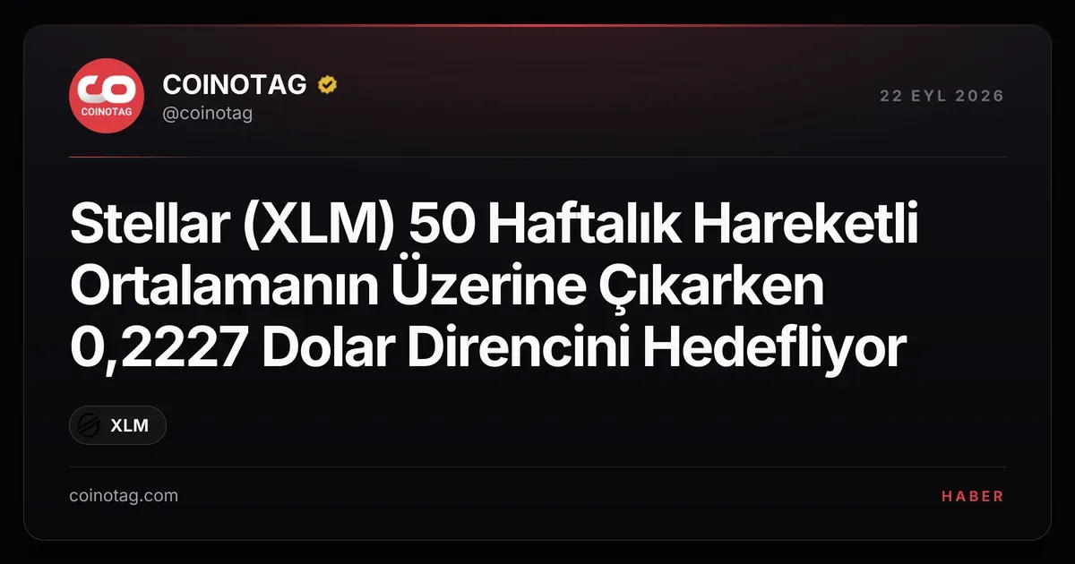 Stellar (XLM) 50 haftalık ortalamayı geçerek 0,2227 dolara odaklandı