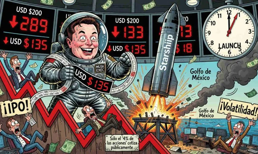 SpaceX cae por debajo de USD $135 por acción antes del esperado lanzamiento de Starship